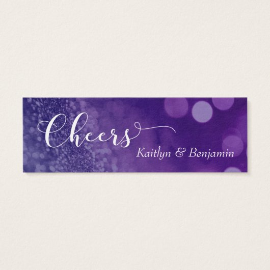 Paarse marine Ombre Glitter Bokeh Mini Drink Ticke Mini Visitekaartjes (Achterkant)