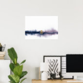 Paarse Marine Waterverf Horizon Poster (Thuiskantoor)