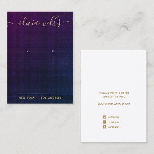 Paarse marineafdruk visitekaartje (Voorkant / Achterkant)