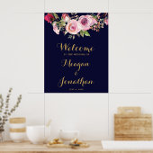 paarse marinebruiloft welkom bord poster (Keuken)