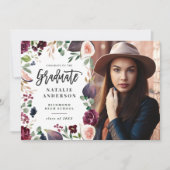 Paarse marinefoto afstuderen aankondiging (Voorkant)