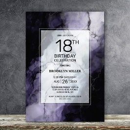 Paarse Marmer 18e Verjaardagsfeestje Kaart