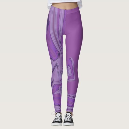 Paarse Marmer Abstract Leggings (Voorkant)