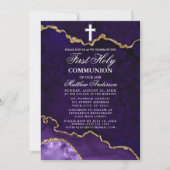 Paarse marmer Agate Geode Eerste Heilige Communie Kaart (Voorkant)