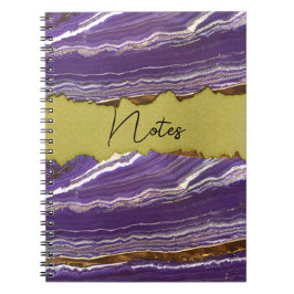 Paarse marmer en Faux Gold Spiral Notitieboek