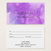 Paarse marmer- en Glitter-cadeaubon Visitekaartje (Voorkant /achterkant)