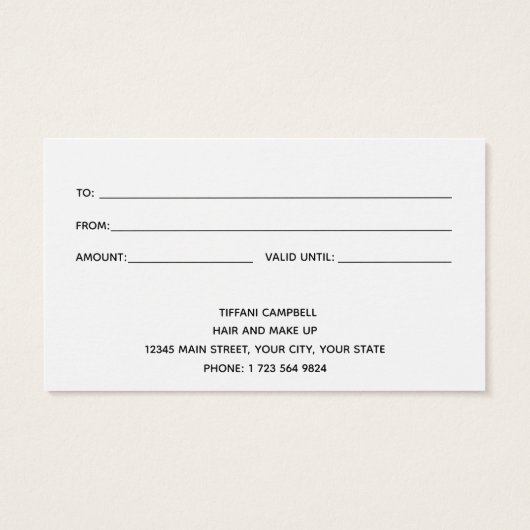 Paarse marmer- en Glitter-cadeaubon Visitekaartje (Achterkant)