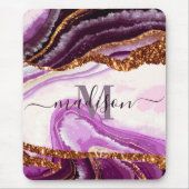Paarse marmer en glitter muismat (Voorkant)