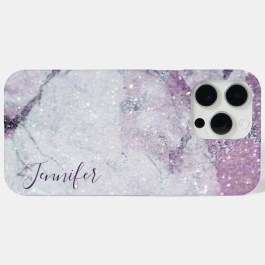Paarse marmer en Glitter Printen Textuur Case-Mate iPhone Case (Achterkant (horizontaal))