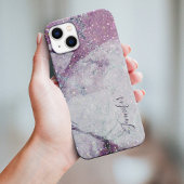 Paarse marmer en Glitter Printen Textuur Case-Mate iPhone Case