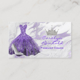 Paarse marmer Glitter Dress Pageant Coach Visitekaartje