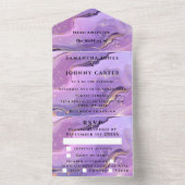 Paarse marmer Gold Agate Weddenschap All In One Uitnodiging (Binnen)