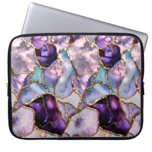 Paarse Marmer Laptop Hoes Abstract Case