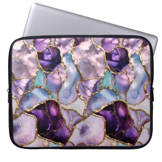 Paarse Marmer Laptop Hoes Abstract Case (Voorkant)