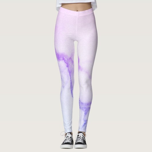 Paarse marmer-Leggings Leggings (Voorkant)