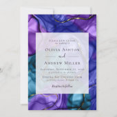 Paarse Marmer Luxe bruiloft Kaart (Voorkant)