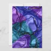 Paarse Marmer Luxe bruiloft Kaart (Achterkant)