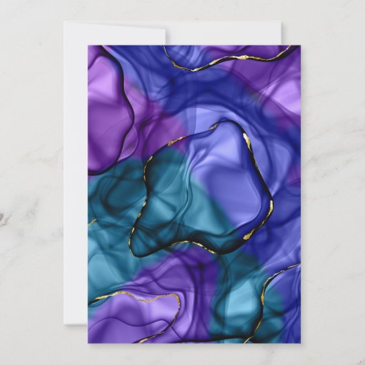 Paarse Marmer Luxe bruiloft Kaart (Achterkant)