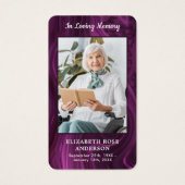 Paarse marmer Memorial Foto Funeral Prayer Kaart (Voorkant)