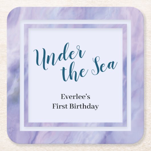 Paarse marmer onder het Zee Kartonnen Onderzetters (Voorkant)