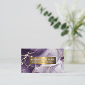 Paarse marmer Stone | Goudsparkly-vlokken Visitekaartje (Staand voorkant)