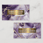Paarse marmer Stone | Goudsparkly-vlokken Visitekaartje (Voorkant / Achterkant)