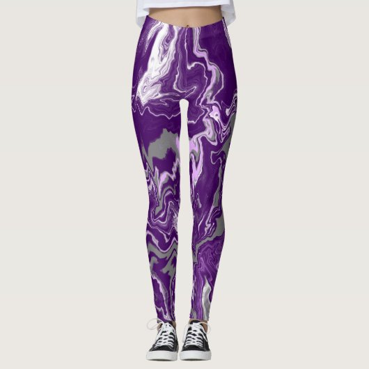 Paarse marmer voor vlottende kunstschildpadden leggings (Voorkant)