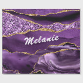 Paarse marmeren aangepaste naam cadeaupapier (Vlak)