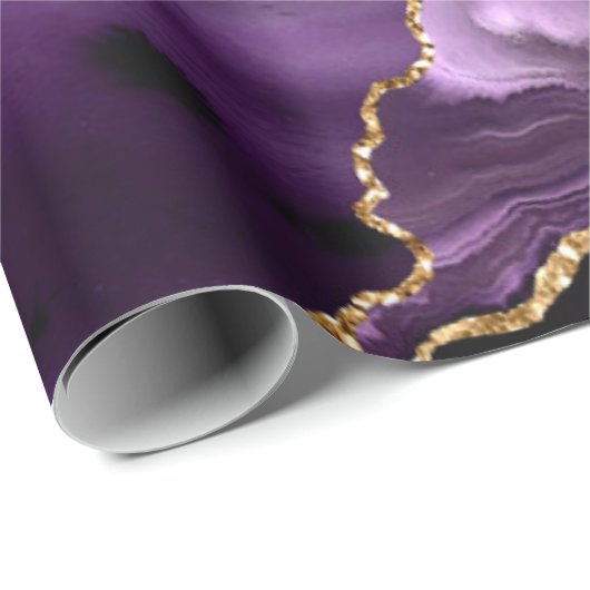 Paarse marmeren aangepaste naam cadeaupapier (Rol Hoek)