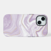 Paarse marmeren achtergrond iPhone 15 case (Achterkant horizontaal)