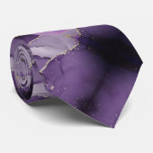 Paarse Marmeren Faux Gold Accents Custom Logo Stropdas (Opgerold)