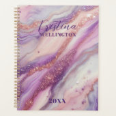 Paarse Marmeren Glitter aderen en wervelingen Jaar Planner (Voorkant)
