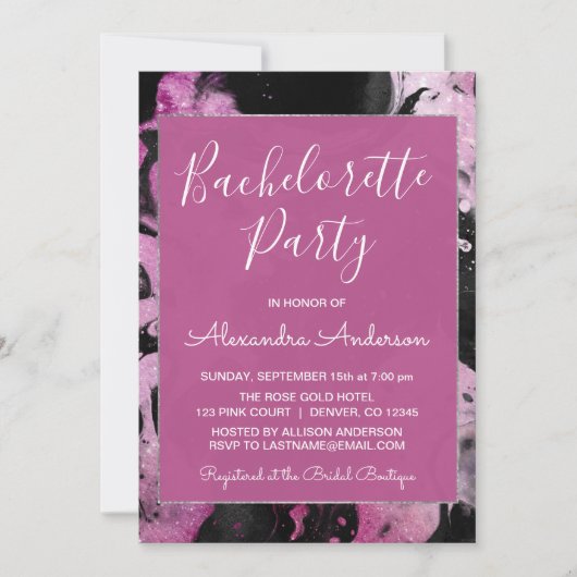 Paarse Marmeren Glitter Sparkle Bachelorette Party Kaart (Voorkant)