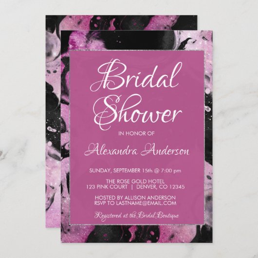 Paarse Marmeren Glitter Sparkle Vrijgezellenfeest  Kaart (Voorkant / Achterkant)