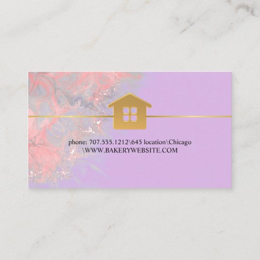 paarse marmeren gouden huis ontwerp schoonmaak ser visitekaartje (Achterkant)