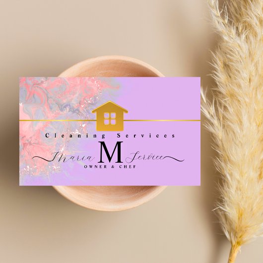 paarse marmeren gouden huis ontwerp schoonmaak ser visitekaartje