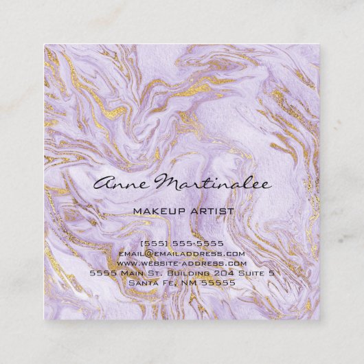Paarse Marmeren Make-up Artiest Abstract Vierkante Visitekaartje (Achterkant)