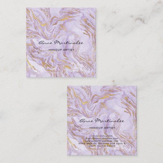 Paarse Marmeren Make-up Artiest Abstract Vierkante Visitekaartje (Voorkant / Achterkant)