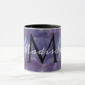 Paarse Marmeren Mok met Naam en Monogram (Midden)