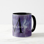 Paarse Marmeren Mok met Naam en Monogram (Voorkant rechts)