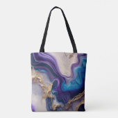 Paarse Marmeren Roos Goud Gepersonaliseerd Tote Bag (Achterkant)