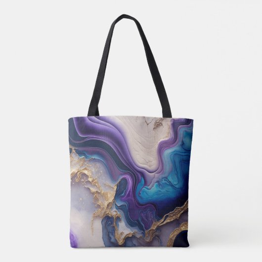 Paarse Marmeren Roos Goud Gepersonaliseerd Tote Bag (Achterkant)