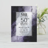 Paarse Marmeren Verrassing 50ste Verjaardagsfeest Kaart (Staand voorkant)