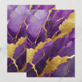 Paarse Marmerpatroon met Goud Kaart (Voorkant / Achterkant)