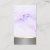 Paarse marmertextuur Silver Gold Metallic Trim Visitekaartje (Achterkant)