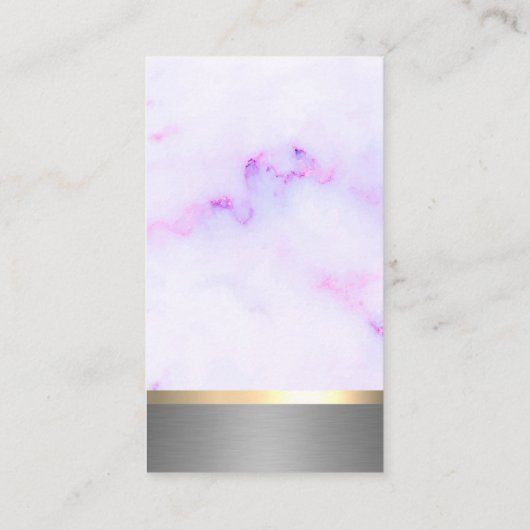 Paarse marmertextuur Silver Gold Metallic Trim Visitekaartje (Achterkant)