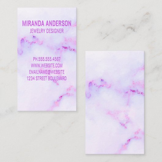 Paarse marmertextuur visitekaartje (Voorkant / Achterkant)