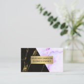 Paarse marmertextuur | Zwarte goudmarmer Visitekaartje (Staand voorkant)