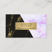 Paarse marmertextuur | Zwarte goudmarmer Visitekaartje (Achterkant)