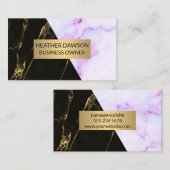 Paarse marmertextuur | Zwarte goudmarmer Visitekaartje (Voorkant / Achterkant)